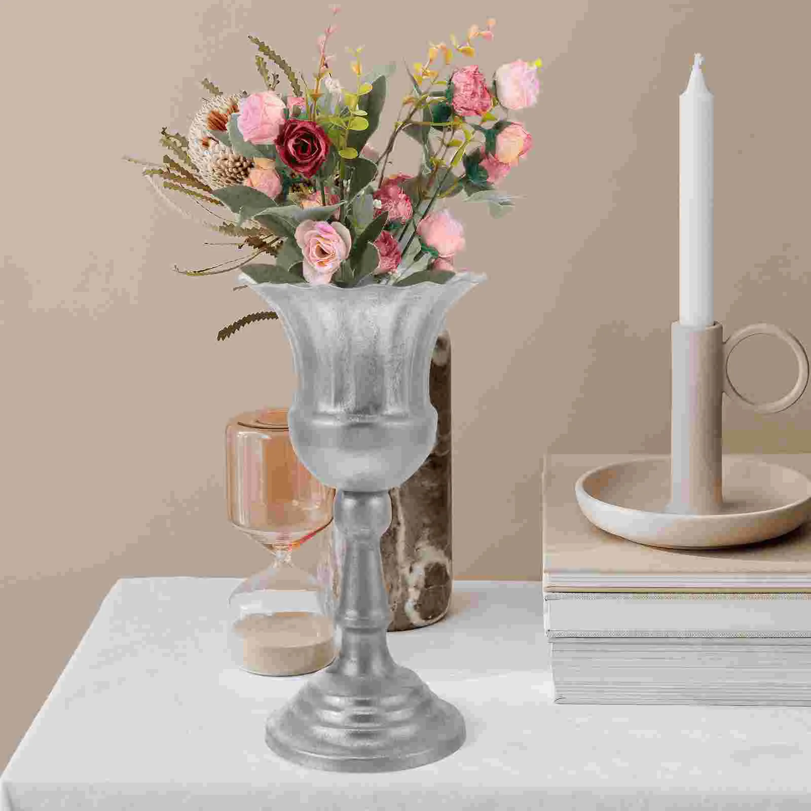 

Flower Arrangement Iron Vase Decor Metal Vases Ornament Office Vintage Simple Classical Arrangements Pot Decorative