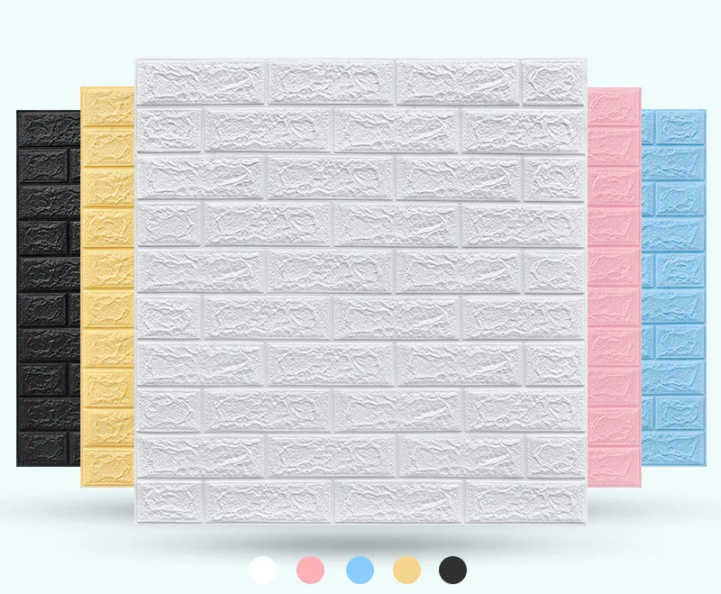 

Foam 3D three-dimensional wall sticker self-adhesive wallpaper wholesale anti-collision soft bag decoration waterproof wallpaper