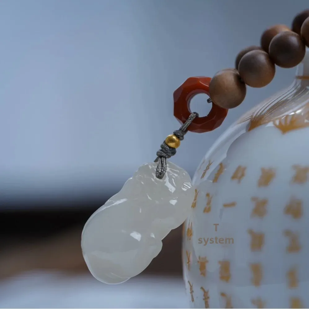 Ожерелье из нефрита Heitanshu 0 6 с порошком лотоса и воском Quan Ying красный браслет Old