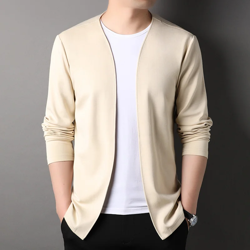 

2023 New Cardigan Male Solid Color Knitted Sweater Autumn Winter Cotton Cardigan Men Casual Home Buttons Cardigans Men's Coat