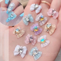 10pcspack diy crystal bow knot jewelry manicure decoration nail art rhinestones heart diamond nail art accessories