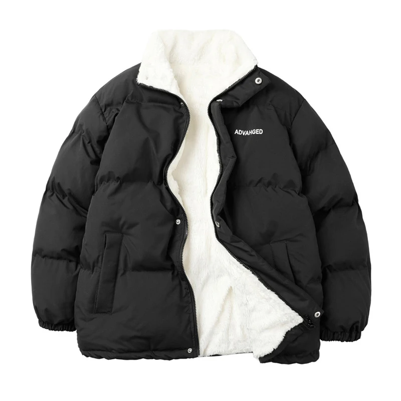 2022 New Winter Jacket Men Casual Loose Thicken Fleece Warm Mens Parkas Solid Stand Collar Men Winter Jacket