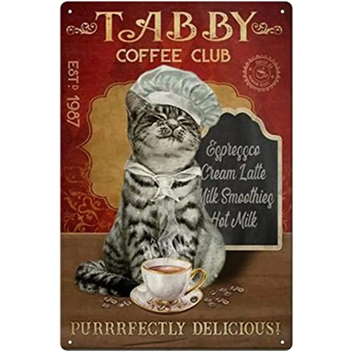 

Coffee Cat Vintage Metal Tin Sign Home Kitchen Wall Retro Poster Plaque