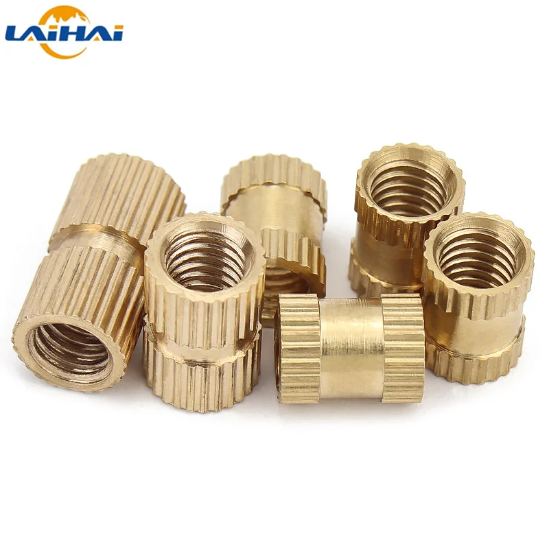 10pcs US Standard 4#-40 6#-32 8#-32 10# 1/4-20 Solid Brass Copper Hot Melt Adhesive Injection Molding Knurl Embedded Insert Nut images - 6