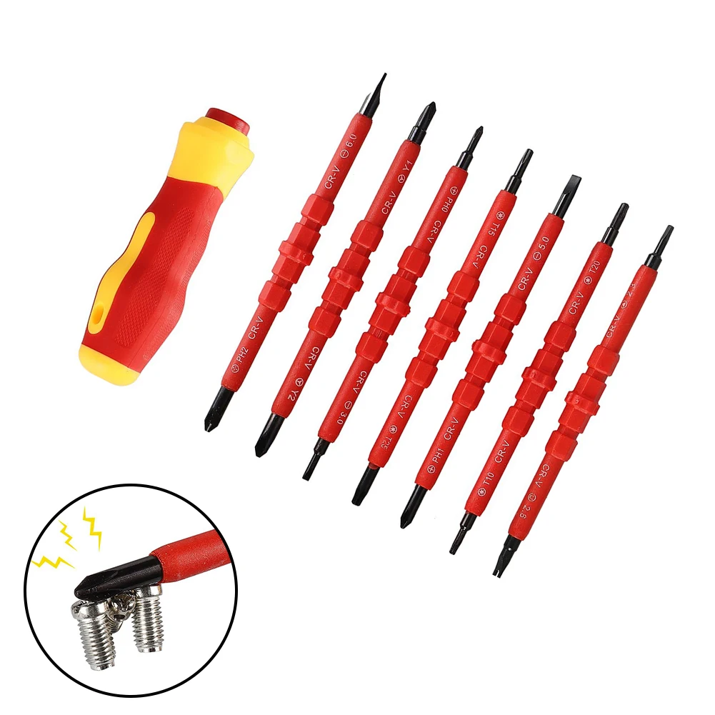 

8PC Electricians Insulation Screwdriver Set Tool Electrical Fully Insulated Magnetic Screwdriver With Kit Case Repair Hand Tools