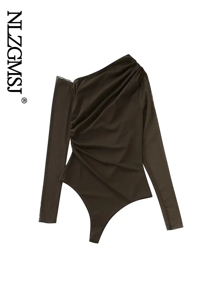 

Комбинезон женский асимметричный с длинным рукавом, в винтажном стиле