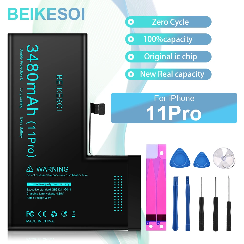 

BEIKESOI Battery For iPhone 11 Pro High capacity battery For iPhone 11pro Mobile Phone Battery Long standby time with Tool