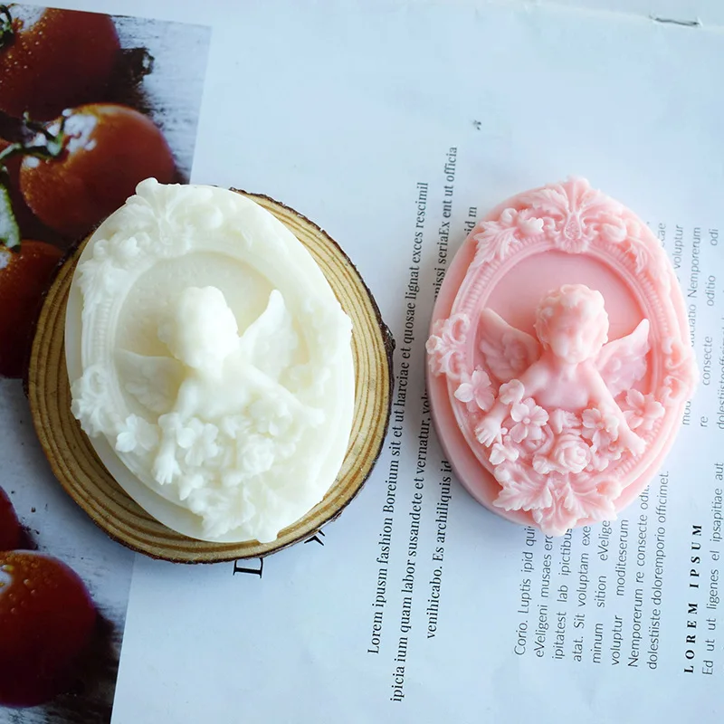

3D Angel Silicone Soap Mold Handmade Angel Baby Oval Gypsum Soap Resin Mould Cake Chocolate Baking Supplies Home Decor Gifts