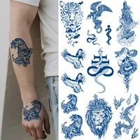 realistic natural herbal juice ink temporary tattoos sticker tiger lion eagle wings leopard snake anime tattoo arm sleeve hand