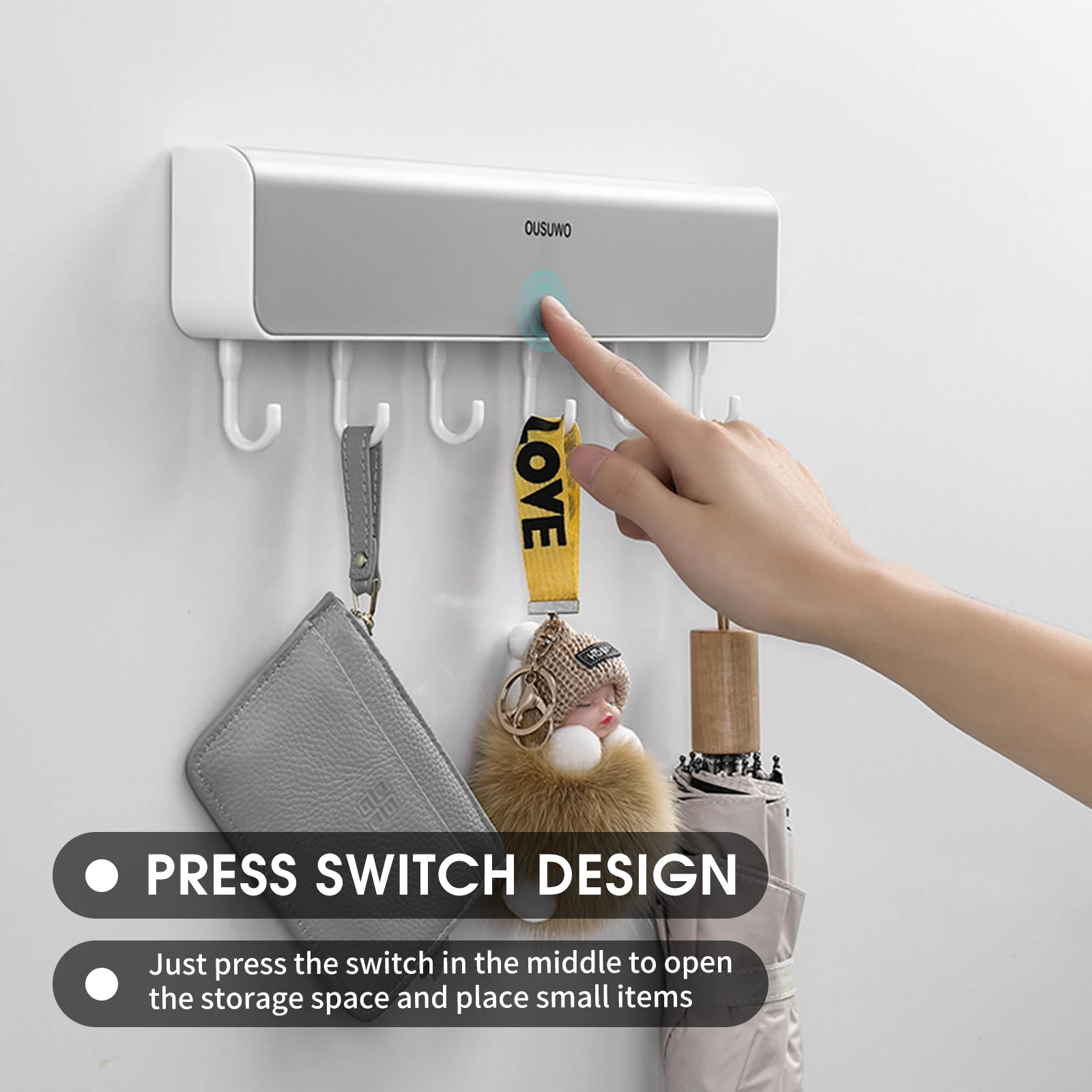 

Настенные крючки для пальто с 4 отделениями для хранения прихожей органайзер для хранения с 6 крючками для Дом Офис Кухня