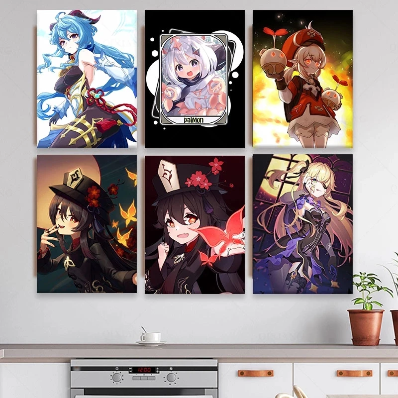 

Canvas Paintings Anime Girl Genshin Impact Series Nordic Ornaments Wall Art Prints Posters Study Bedroom Bar Bedroom Home Decor
