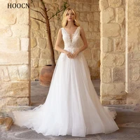 herburnl v neck romantic wedding dress fashion 2022 floor length delicate beaded appliques backless bride sleeveless sparkly