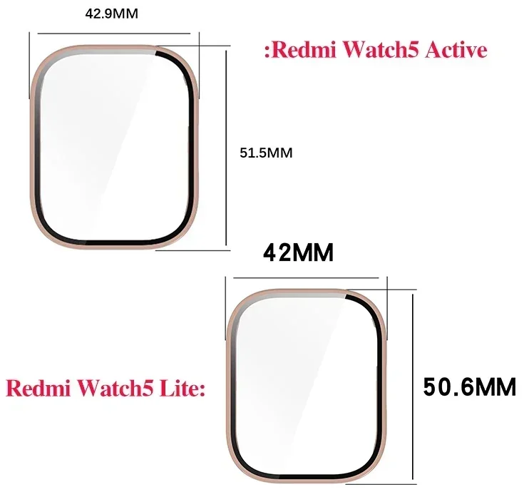 Tempered Glass + PC Case For Redmi Watch 5Active Strap Bumper Screen Protector 5Lite Cover Film Accessories