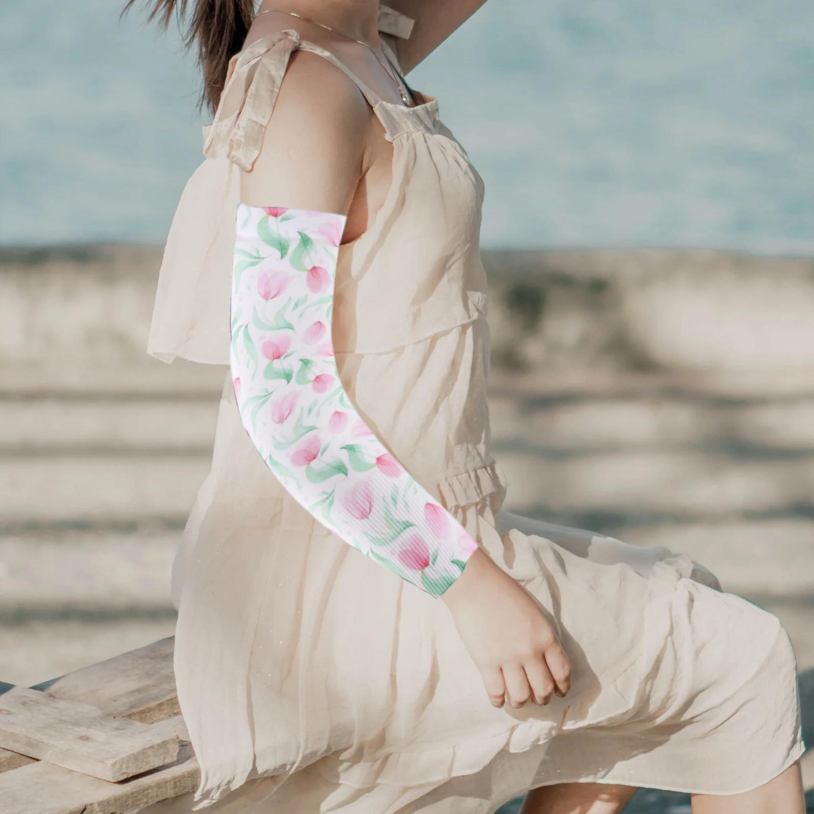 Hyacinth Cooling Sun Sleeves Protection Outdoor Sports Screen Floral Blocking Arm Cuff