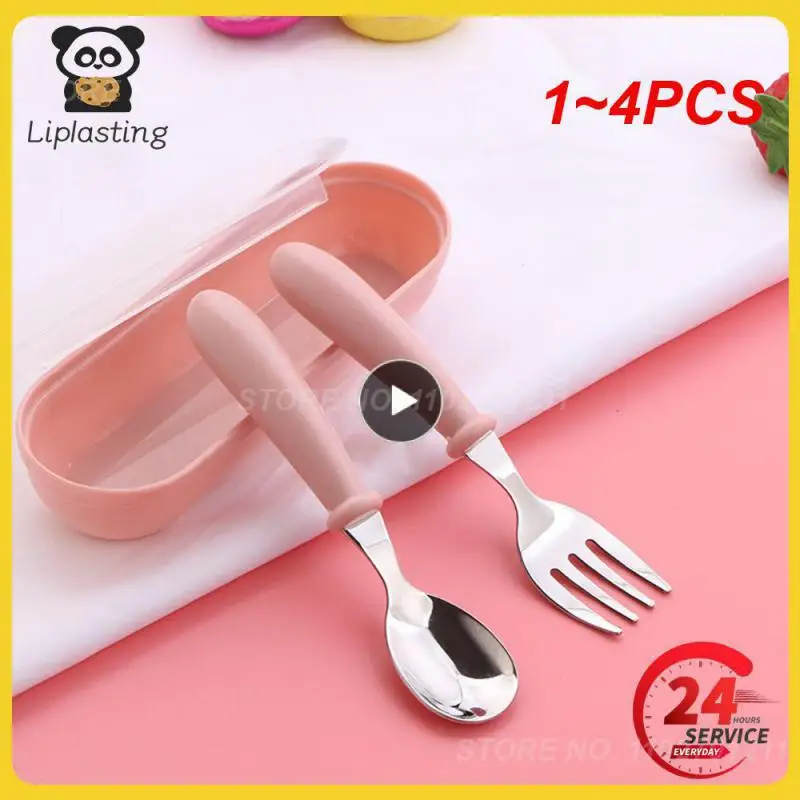 

1-4 шт., детские столовые приборы из нержавеющей стали