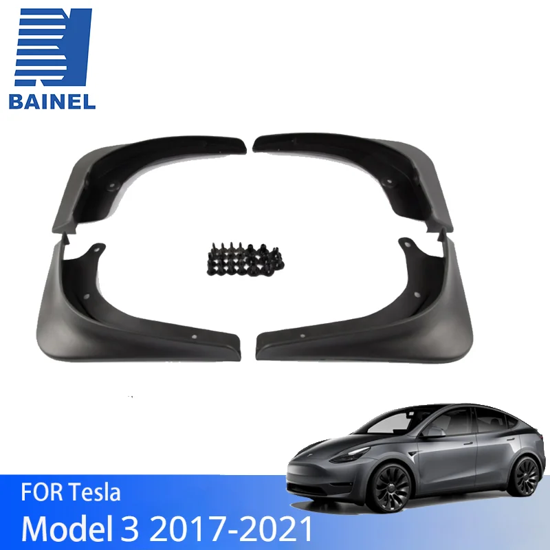 

BAINEL Mud Flaps Splash Guards Mudguards Front Rear Fender Protector Fits Tesla Model 3 2017-2021