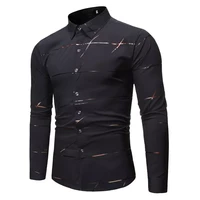 male long sleeve turn down collar business shirt tops s 2xl 2022 autumn new mens slim fit printed shirts