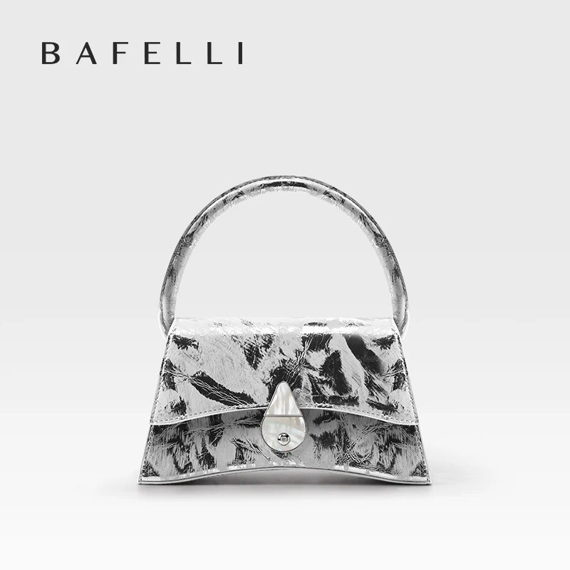 СЕРЕБРЯНАЯ ОРИГИНАЛЬНАЯ СУМКА BAFELLI из натуральной кожи 2024 МОДНАЯ через плечо