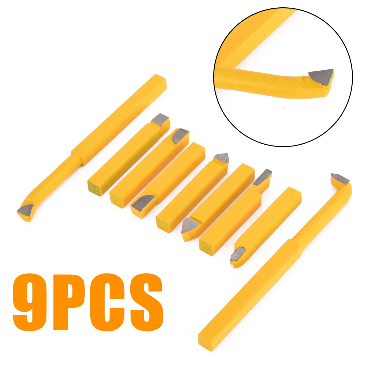 

9pcs YW1 Alloy Carbide Lathe Tool Carbide Brazed Tip Tipped Lathe Cutter Tools 8*8mm Metal Working Lathe Thread