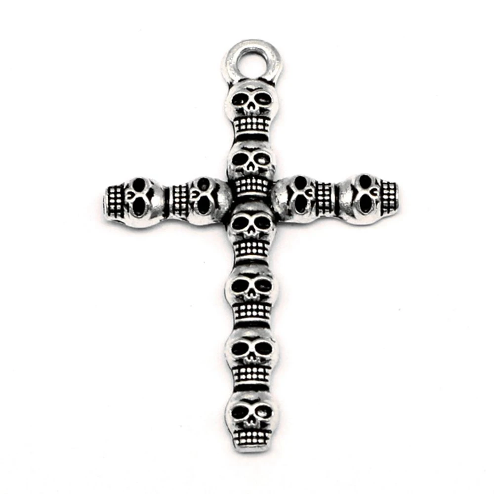 45 шт. оптовая продажа ювелирных изделий Лот Череп и кросс-кости шармы Подвески материалы для ювелирных изделий 25x37 мм