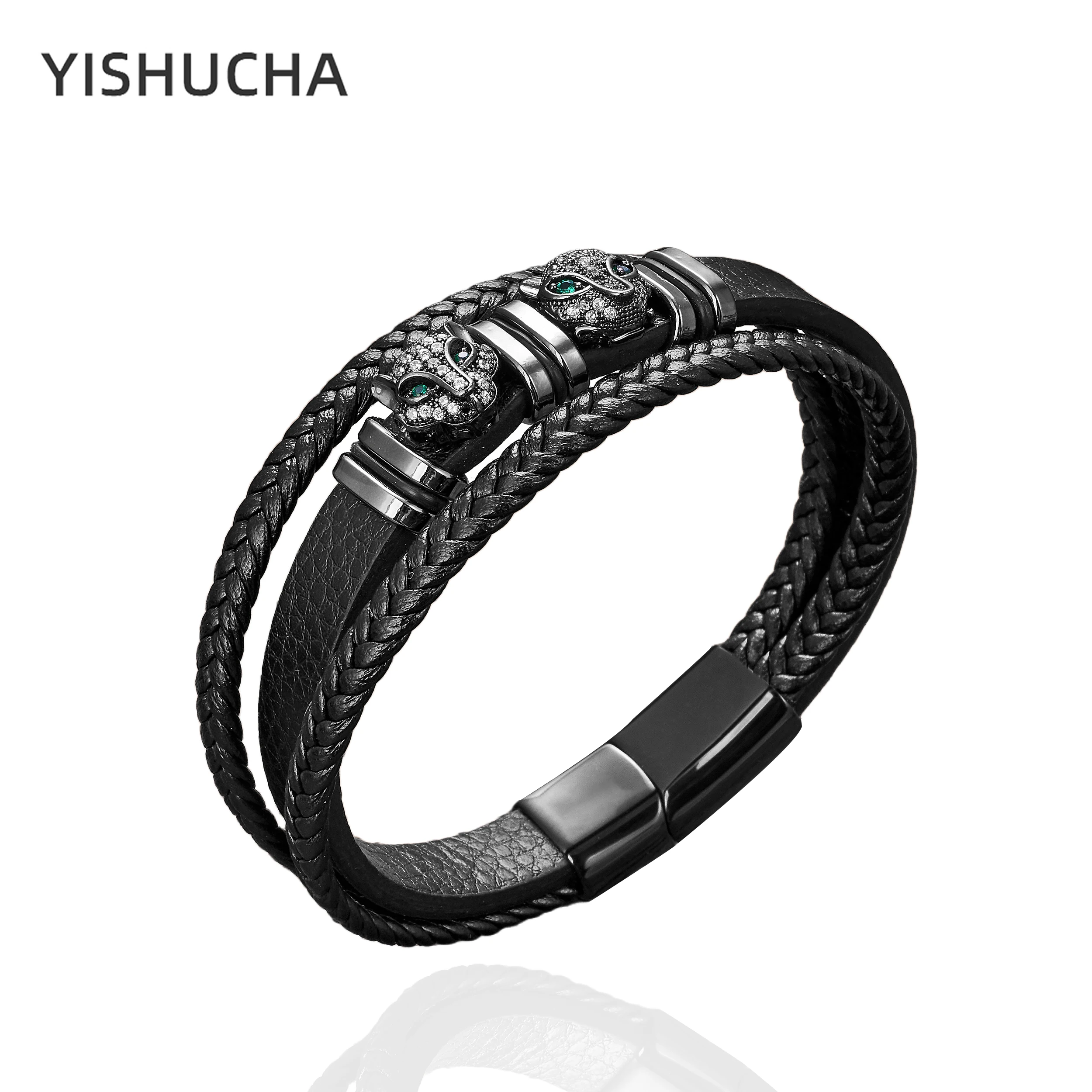 Купи 2023 New Fashion Multilayer Braided Leather Men's Punk Bracelets Stainless Steel Buckle Chrismas Gift Statement Jewelry за 779 рублей в магазине AliExpress