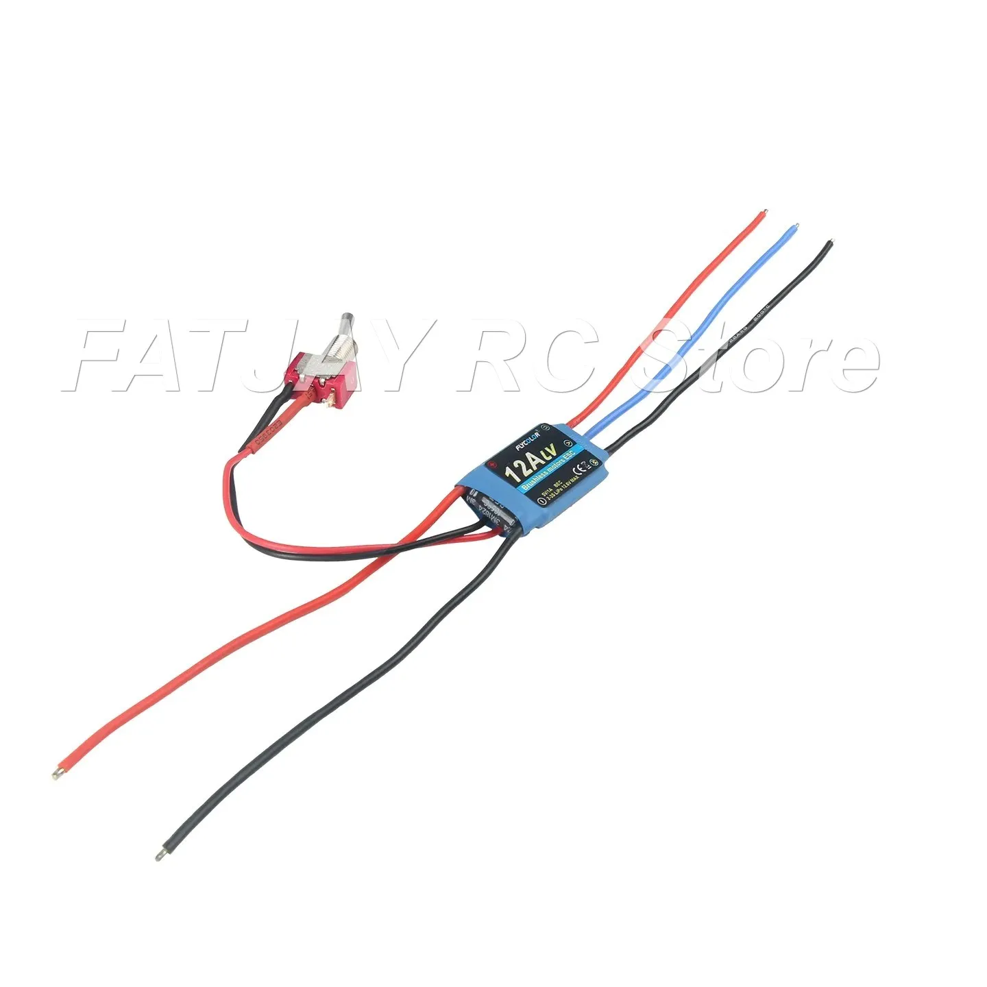 Фото Электронный регулятор скорости FATJAY FLYCOLOR 12A 2-3S с питанием от переключателя, без дроссельной заслонки, для бесщеточных двигателей (лабораторный) №1
