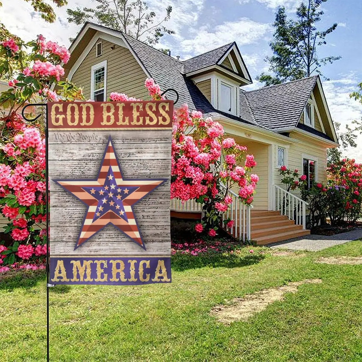 

God Bless America Star Patriotic Garden Flag Rustic Fourth Of July,Double-Sided Flag,Outdoor Decoration Flag,Courtyard Flag