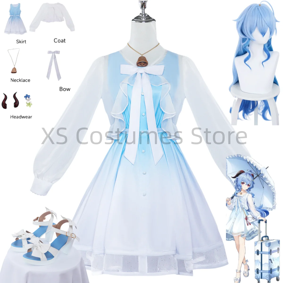 Аниме игра Ganyu косплей костюм парик обувь аксессуары высококлассный сексуальный