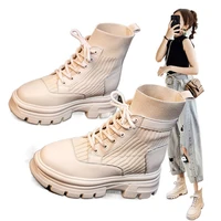 women s real soft leather nude boots british style autumn and winter 2022 new casual shoes fashion short boots
