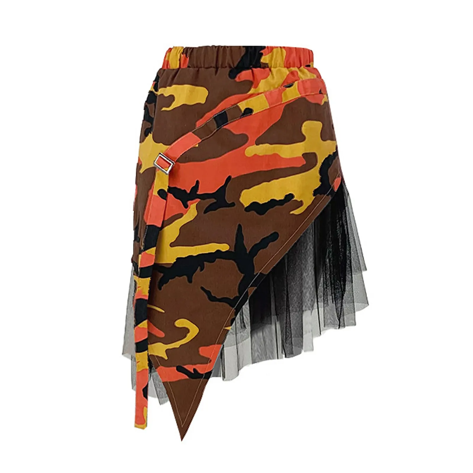 Женская Повседневная камуфляжная юбка с поясом разрезом Юбка До Колена