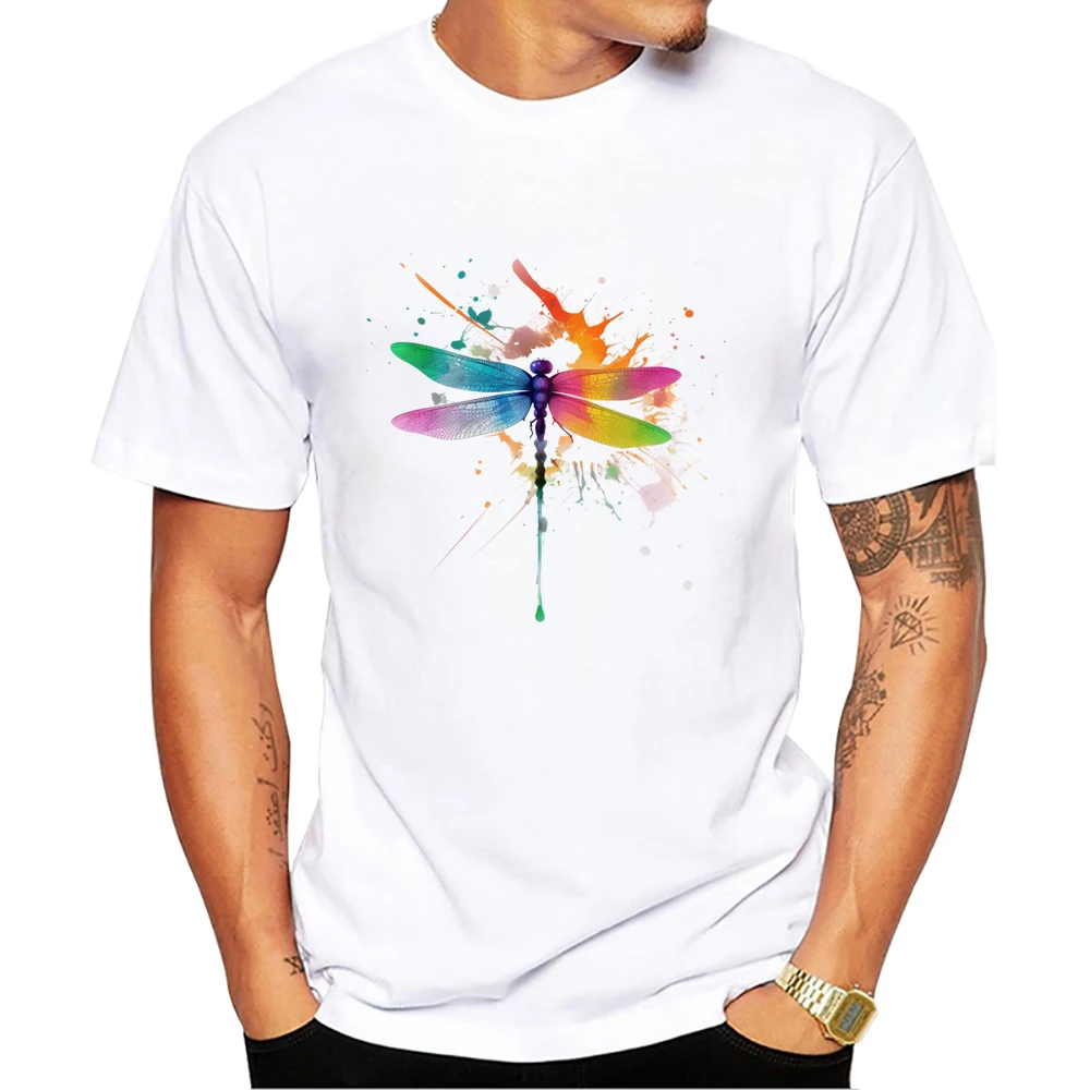 Teehub neuen Stil Männer T-Shirt Libelle Regenbogen gedruckt T-Shirts Kurzarm T-Shirts Harajuku T-Shirt – Detail 4