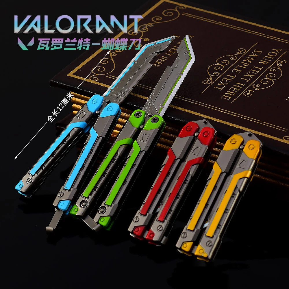 

Valorant Weapon RGX 11z Pro Butterfly Knife Mini Version Balisong 12cm Game Peripheral Metal Uncut Blade Weapon Model Toys Gifts