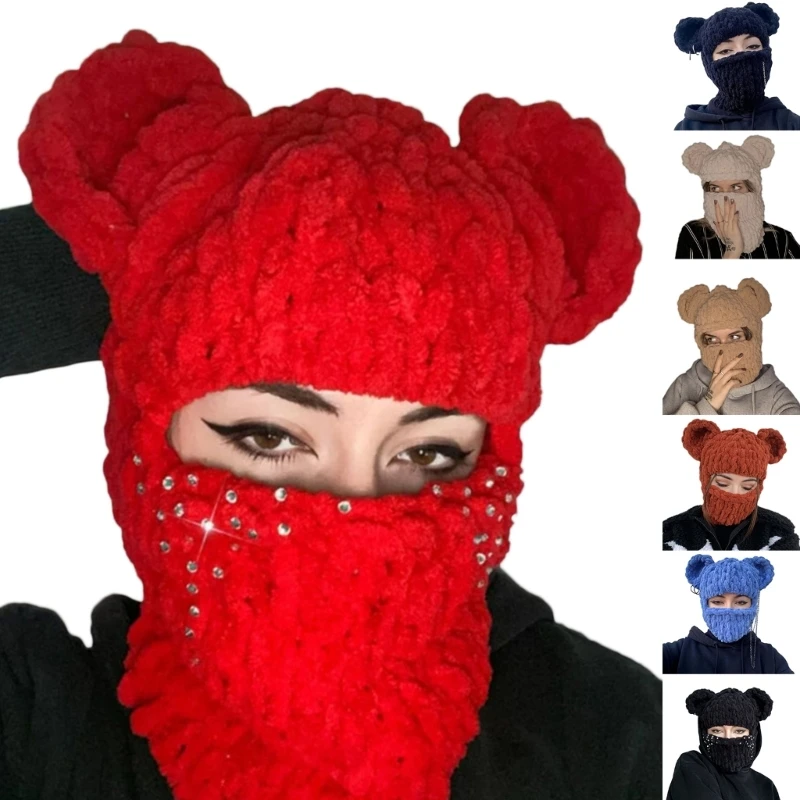 

Halloween Balaclava Bear Ear Hat Scarf Bear Ear Balaclava Halloween Party Hat