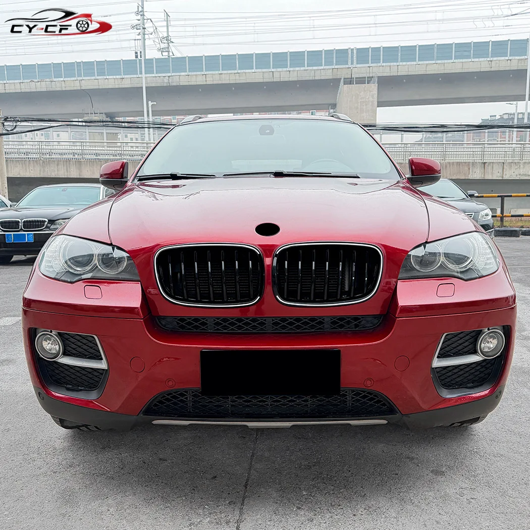 Фото Для BMW X5 E70 X6 E71 2006-2013: Комплект для модификации кузова — передняя решетка воздухозаборника с LED-подсветкой, глянцевый черный цвет №2