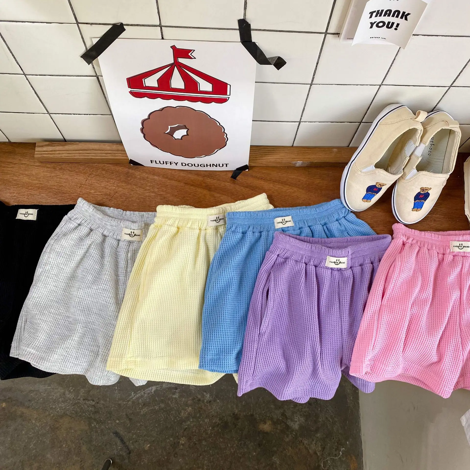 

Children Knit Shorts Summer Baby Boys Girl Solid Elastic Sports Shorts Korean Style Casual Kids Short Pants 1-6Y