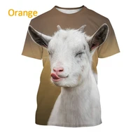 funny animal goat 3d printed t shirt personality hip hop short sleeved shirt cute animal sheep retro round neck cool casual top
