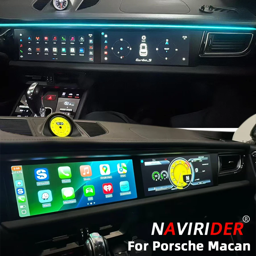 

Двойной экран дисплея для Porsche Macan 2014-2017, мультимедийный видеоплеер, стереонавигация, GPS, авторадио, Android 14, головное устройство 4G