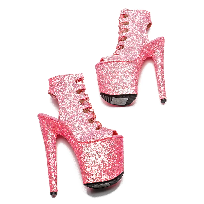 Leecabe 20CM/8Inches shine New Boots Nightclub Stage Fashion Club Stage Performance High Heel Bottom Boots 2B