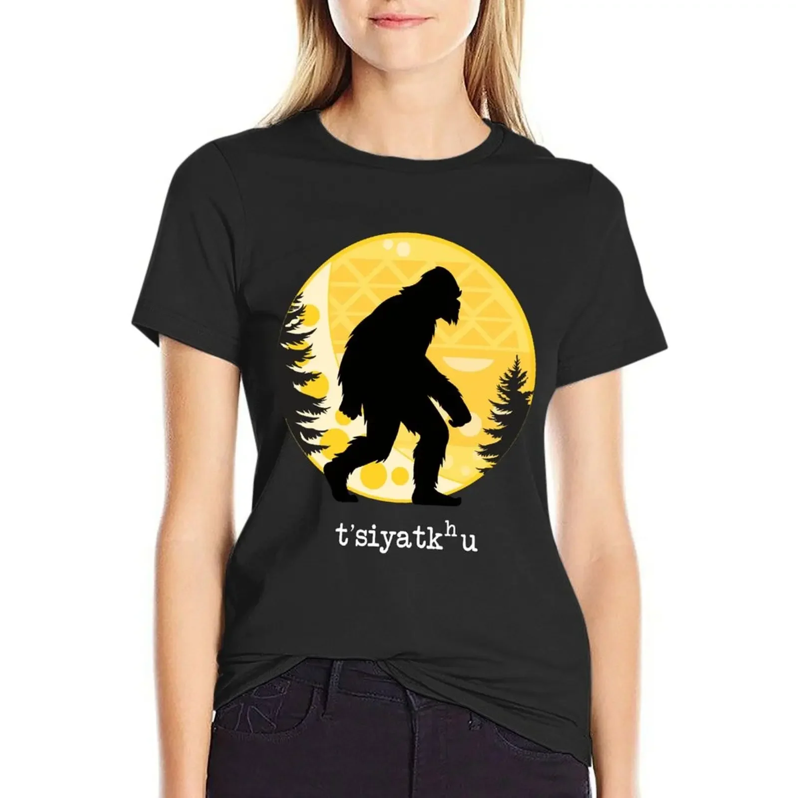 Голубой олень Футболка Sasquatch &amp Chinookan Moon футболки блузка топы для женщин