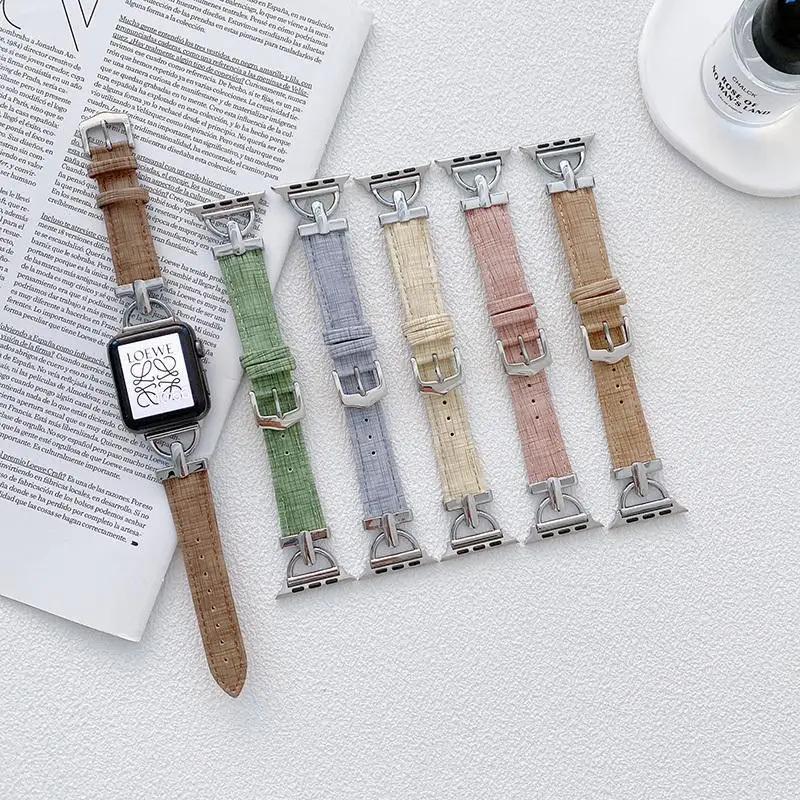 

Ремешок женский из натуральной кожи, браслет-цепочка для Apple watch Band 44 мм 40 мм 45 мм 41 мм 38mn 42 мм iWatch Series 3 4 5 6 SE 7