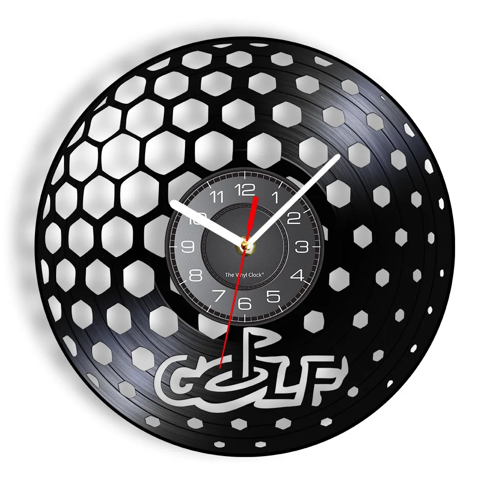 Ball Wall Clock Glof Club Vintage Wall Art Vinyl Record Wall Clock Golfing Sports Room Wall Decor Golfer Golf Gifts For Men