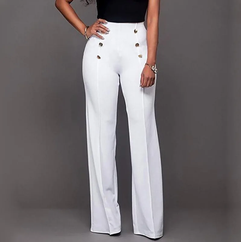 

2023 Spring Casual Pants Women's Button Decorative Solid Pants Slight Pants Office Lady Slim High Waist Trousers Pantalon Femme