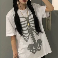 deeptown skeleton print t shirts women harajuku punk graphic tees hip hop short sleeve t shirt 2022 y2k white color alt clothes