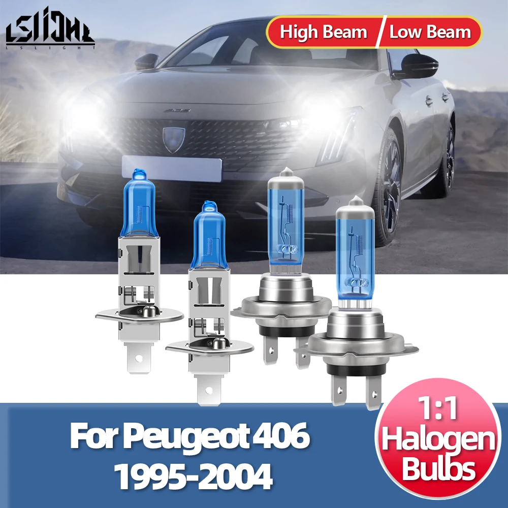 LSlight 2/4 шт. галогенные лампы для Peugeot 406 1995-2000 2001 2002 2003 2004 Ultra White 6000K фары 100 Вт
