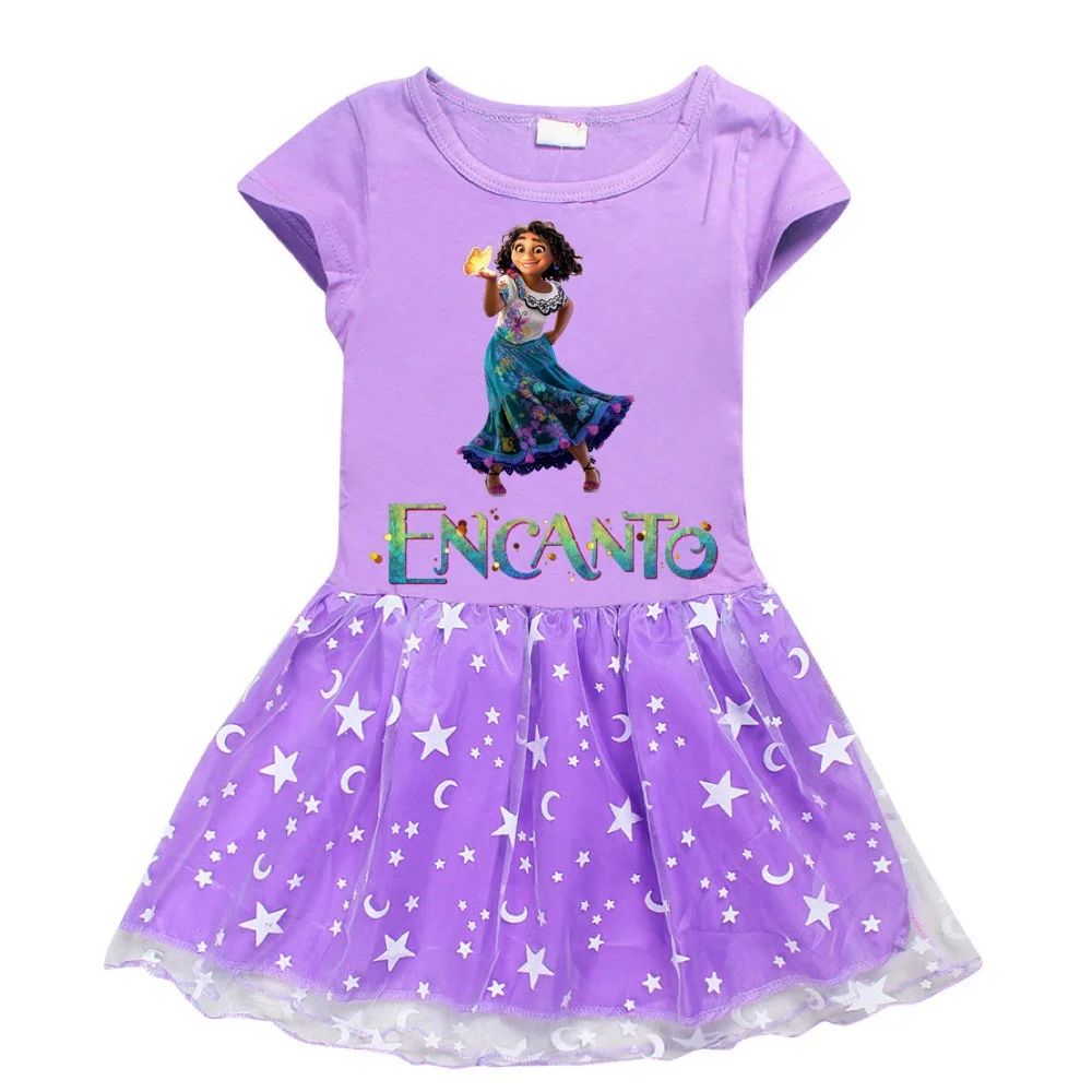 

Encanto Kids Isabel Dress Toddler Mirabel Costume Birthday Girls Purple Flower Ruffles Princess Dresses Party Role Play Clothing