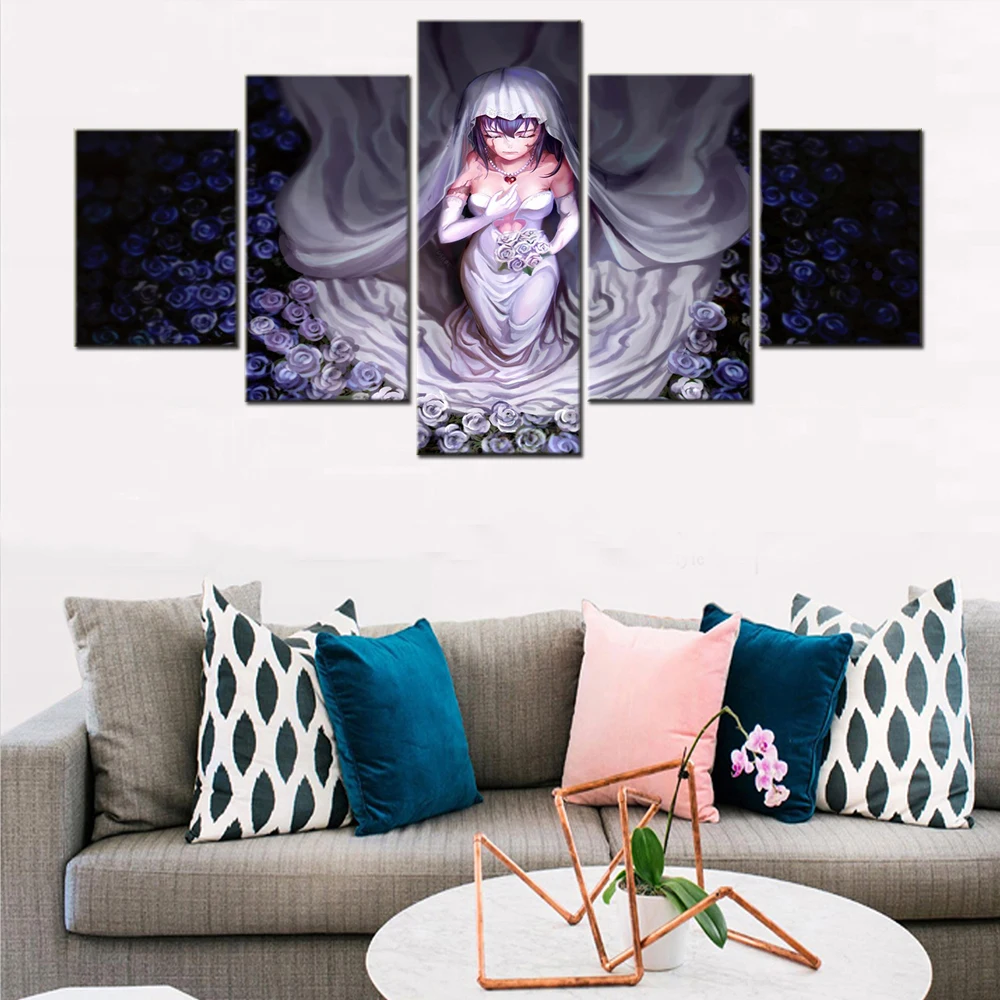 

Home Decor Art Posters Girl Dress Roses Japan Anime 5 Pieces Modern Wall Art Canvas Painting Module Living Room Decoration