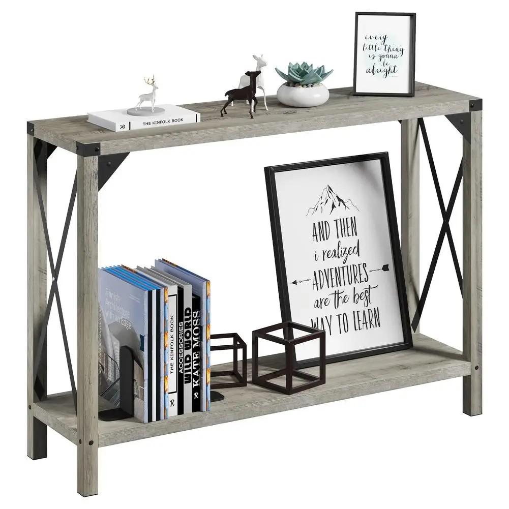 

Narrow Console Table 2-Tier Wood Accent Sofa Table Entrance Shelf Furniture for Entryway Living Room Hallway Easy Assembly