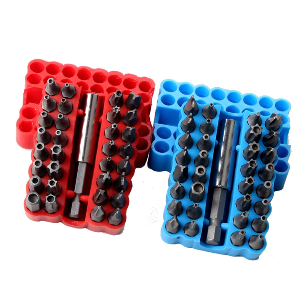 

33Pcs Electric Screwdriver Bit Plum Blossom Screwdrivers Accessories Waterproof Quick Release Bits Holder Blue Box