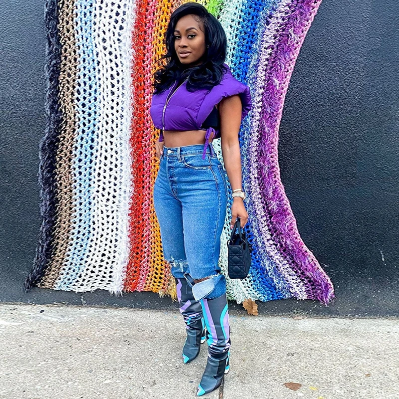 Пикантная укороченная куртка-пуховик HAOYUAN жилет без рукавов на молнии толстовки