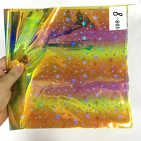 rainbow stars embossed tpu film holographic iridescent fabric for bows gift wrap party decor clothes diy material 30135cm
